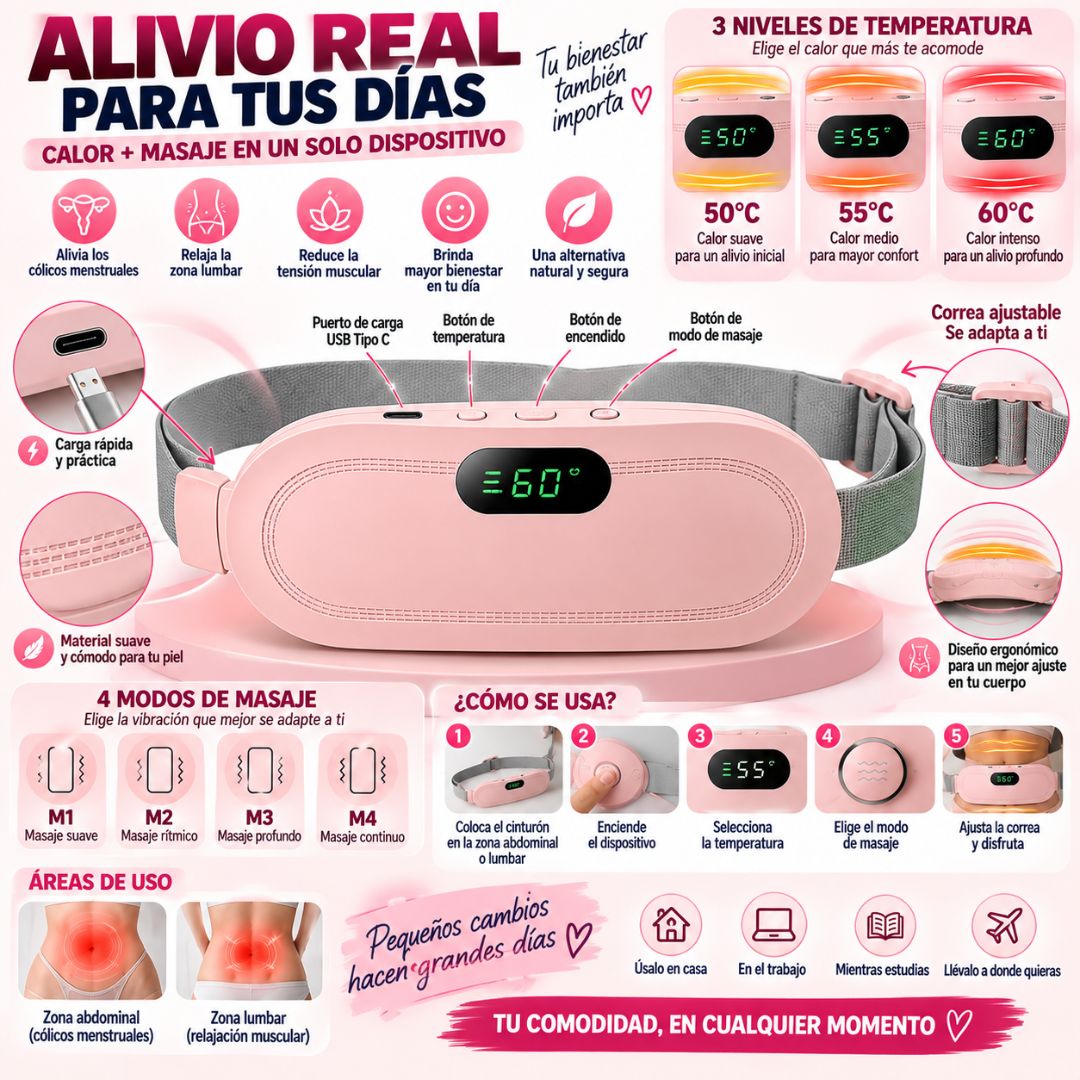 Cinturón Dolor Menstrual Termico Masajes